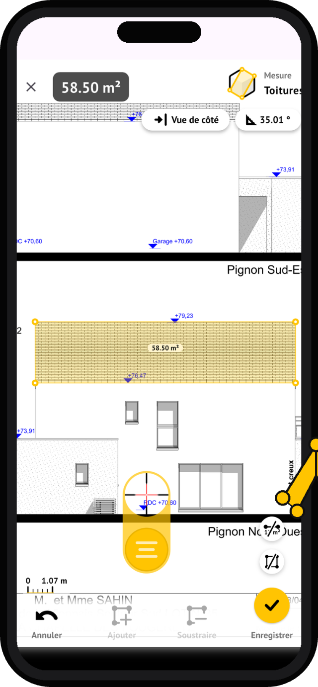 Medición de tejados inclinados en un plano PDF en MeasureAll